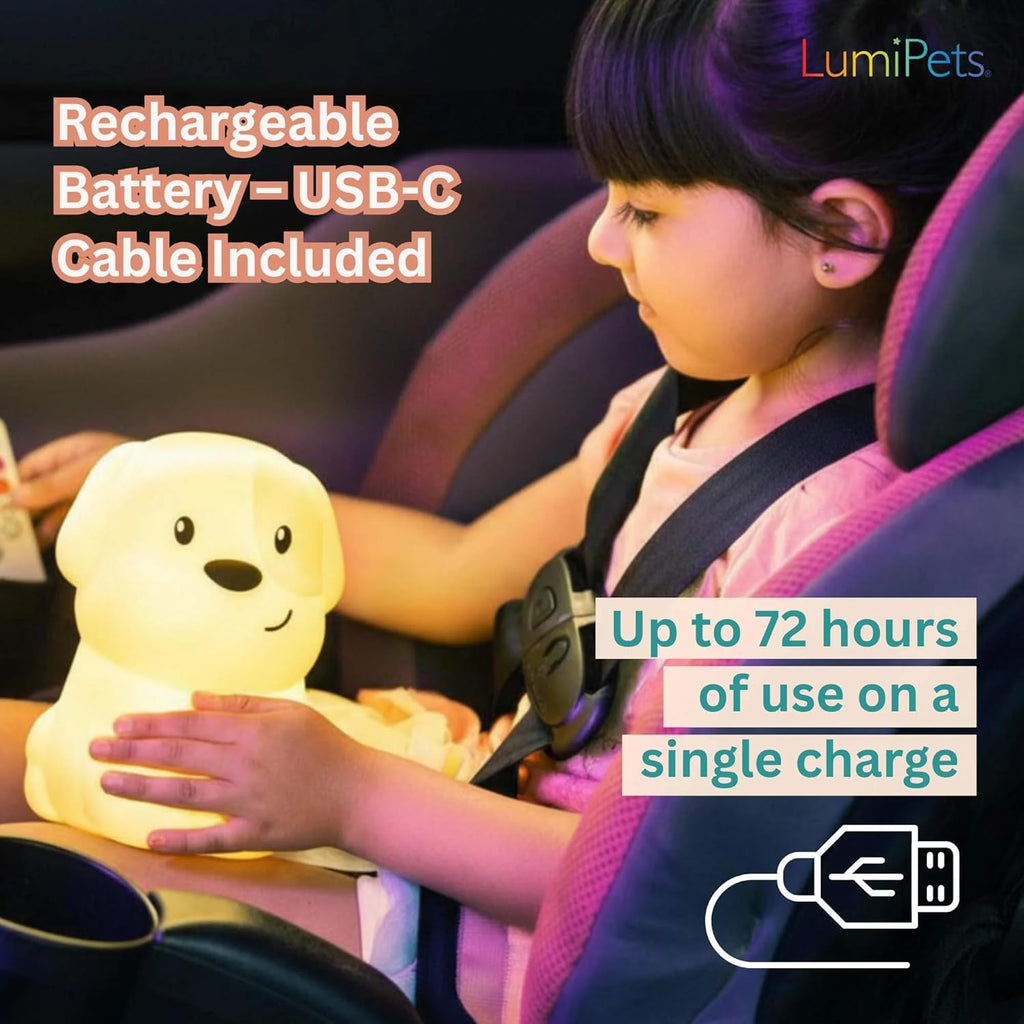 Pepper the Puppy Dog Squishy Silicone Night Light for Kids | Cute Night Light with Remote & Touch Control for Baby & Toddler Bedrooms | Color Changing Animal Lamp | Soft Portable Nightlight