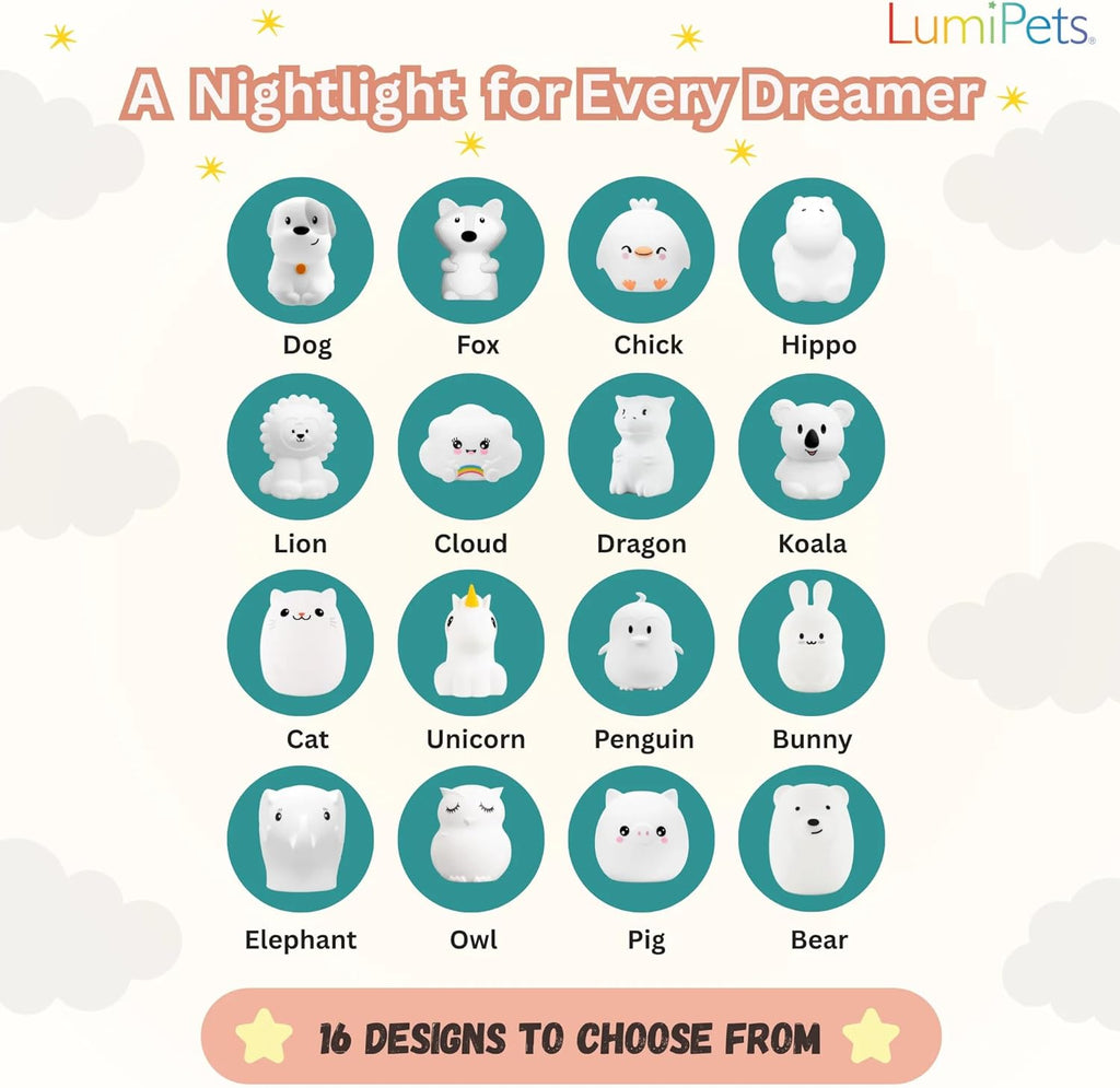 Pepper the Puppy Dog Squishy Silicone Night Light for Kids | Cute Night Light with Remote & Touch Control for Baby & Toddler Bedrooms | Color Changing Animal Lamp | Soft Portable Nightlight